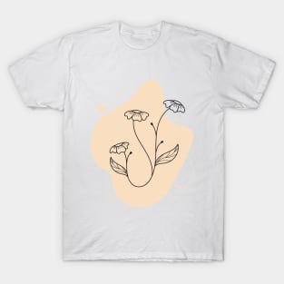 Minimal Peach Floral Art T-Shirt